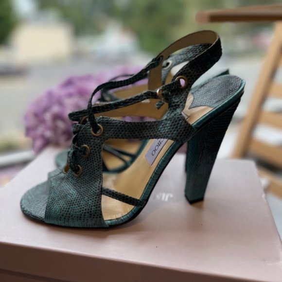 Jimmy Choo Lizard Open Toe Sz 39.5 Shoe - Picture 6 of 9